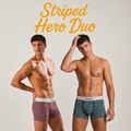 Striped Hero Duo – Boxershorts Herren aus TENCEL™ Modal | Bordeaux & Forest Green