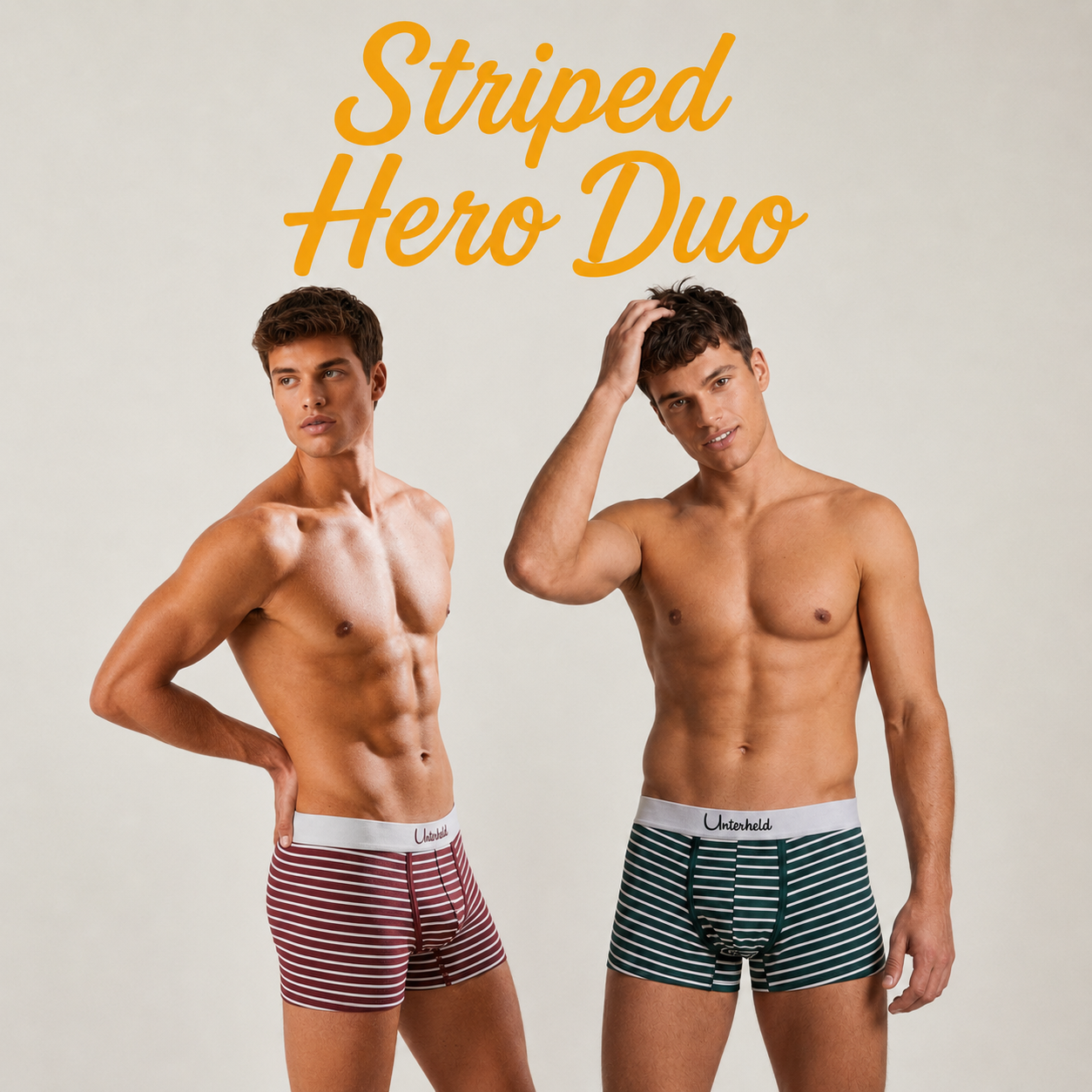 Striped Hero Duo – Boxershorts Herren aus TENCEL™ Modal | Bordeaux & Forest Green