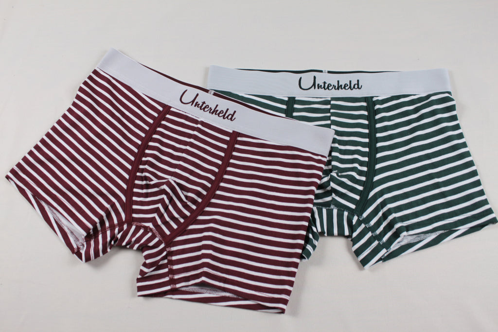 Striped Hero Duo – Boxershorts Herren aus TENCEL™ Modal | Bordeaux & Forest Green