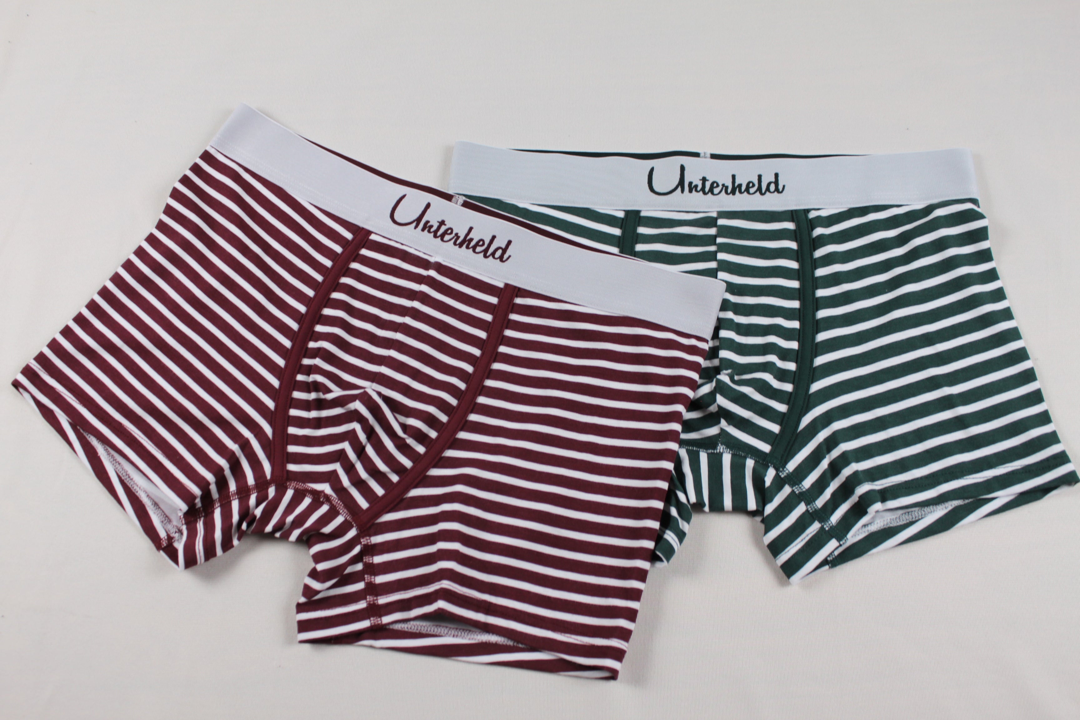 Striped Hero Duo – Boxershorts Herren aus TENCEL™ Modal | Bordeaux & Forest Green