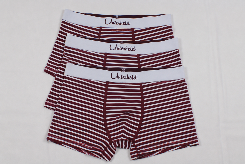 Striped Hero Trio – Boxershorts Herren aus TENCEL™ Modal | Bordeaux Edition