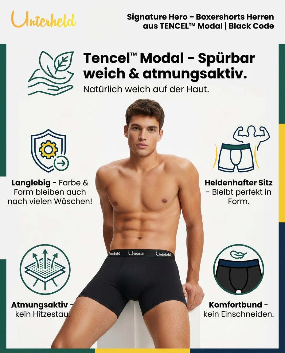 Hero Five – Boxershorts Herren aus TENCEL™ Modal | Black Code
